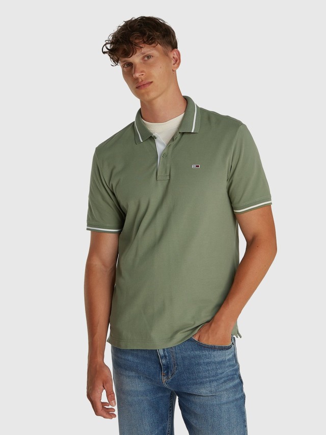 Tommy Hilfiger Tjm Reg Tipped Polo Ανδρική Μπλούζα Polo Λαδί