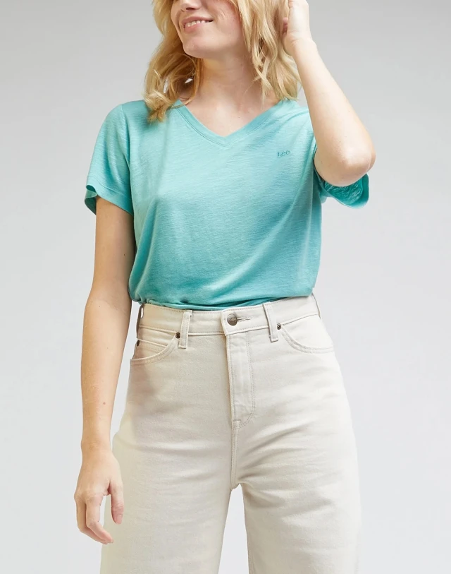 Lee V Neck Tee Dusty Jade Γυναικεία Μπλούζα Σιέλ