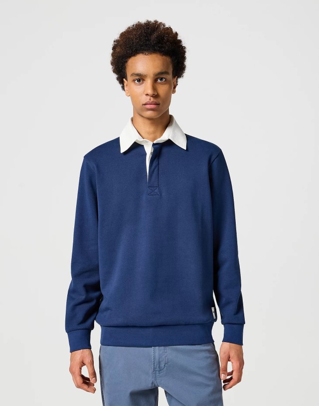 Wrangler Polo Sweatshirt Navy Ανδρική Μπλούζα Polo Μπλε