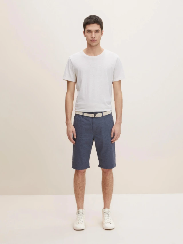 Tom Tailor 204 Yarn Dyed Chino Ανδρικο Βερουδα Chino Μπλε