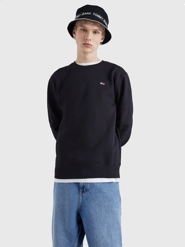 Tommy Hilfiger Tjm Regular Fleece C Neck Ανδρικό Φούτερ Μαύρο