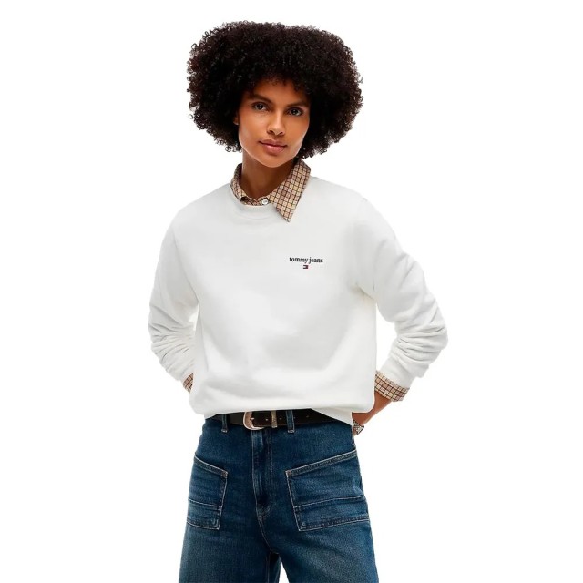 Tommy Hilfiger Tjw Reg Classic Logo Crew Γυναικειο Φουτερ Εκρου