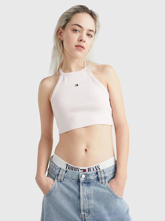 Tommy Hilfiger Tjw Sp Crp Tonal Linear Tank Γυναικεία Μπλούζα Ροζ