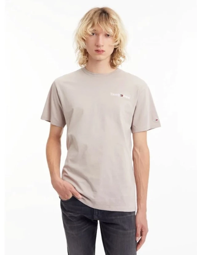 Tommy Hilfiger Tjm Clsc Linear Chest Tee Ανδρική Μπλούζα Μπεζ