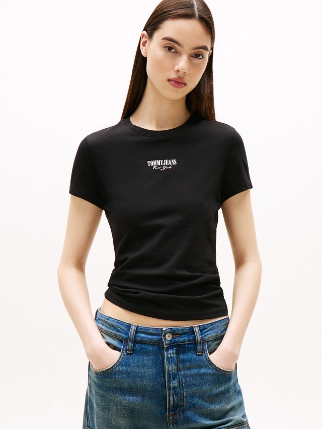 Tommy Hilfiger Tjw Slim Essential Logo2 Tee Ext Γυναικεία Μπλούζα Μαύρη