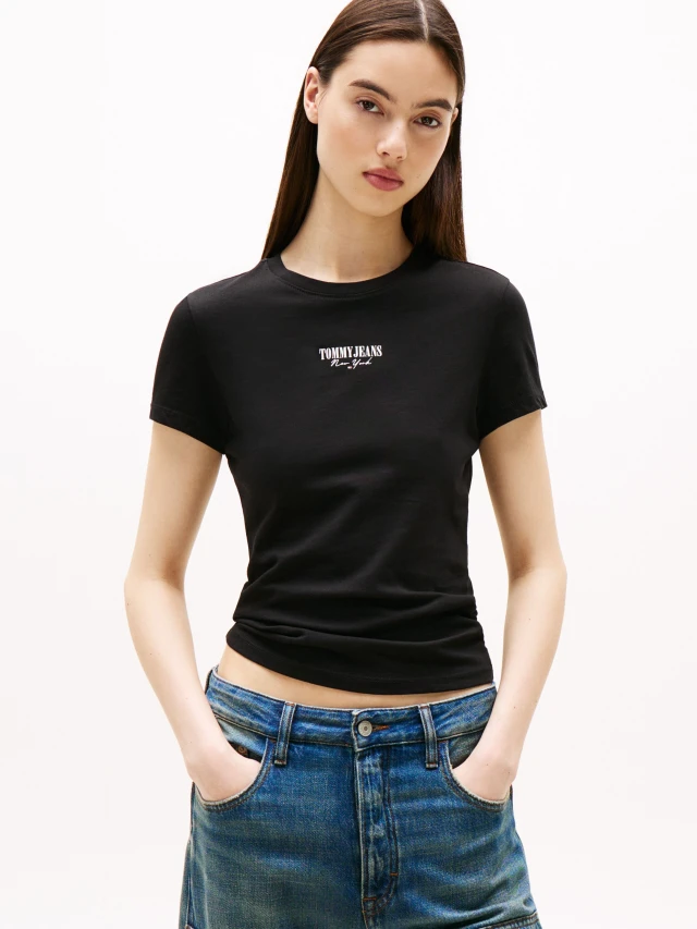 Tommy Hilfiger Tjw Slim Essential Logo2 Tee Ext Γυναικεία Μπλούζα Μαύρη