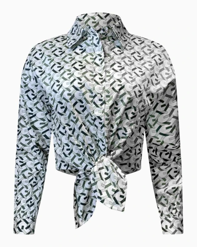 Guess Ls Dea Bowed Shirt Γυναικείο Πουκάμισο Πράσινο
