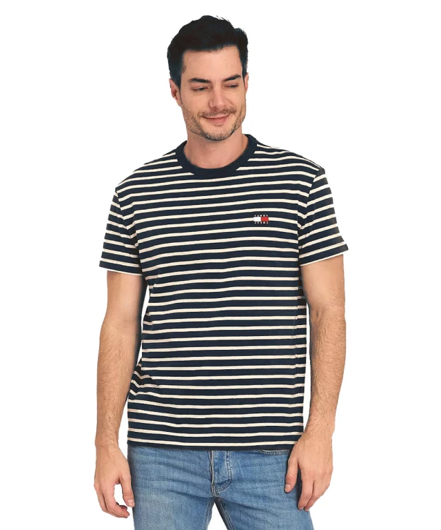 Tommy Hilfiger Tjm Reg Breton Stripe Tee Ανδρική Μπλούζα Ριγέ Μπλε-Ασπρο