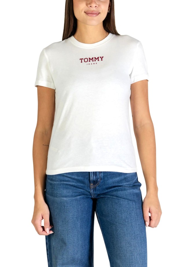 Tommy Hilfiger Tjw Reg Essential Logo 2 Tee Ext Γυναικεία Μπλούζα Λευκο