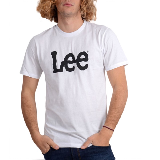 Lee Wobbly Logo Ανδρικη Μπλουζα Λευκη