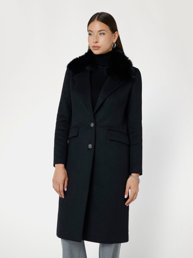 Guess Nancy Fit Coat Faux Γυναικείο Παλτό Μαύρο