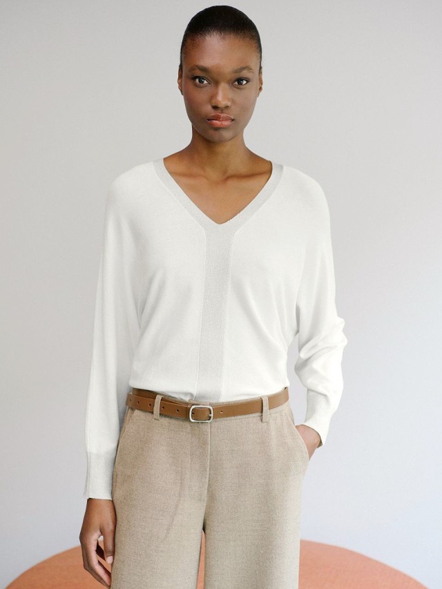 FW25-053 Marina V Pullovers Γυναικείο Πλεκτό Εκρου