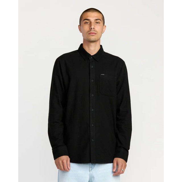 Volcom Caden Solid Ls Ανδρικό Πουκάμισο Μαύρο