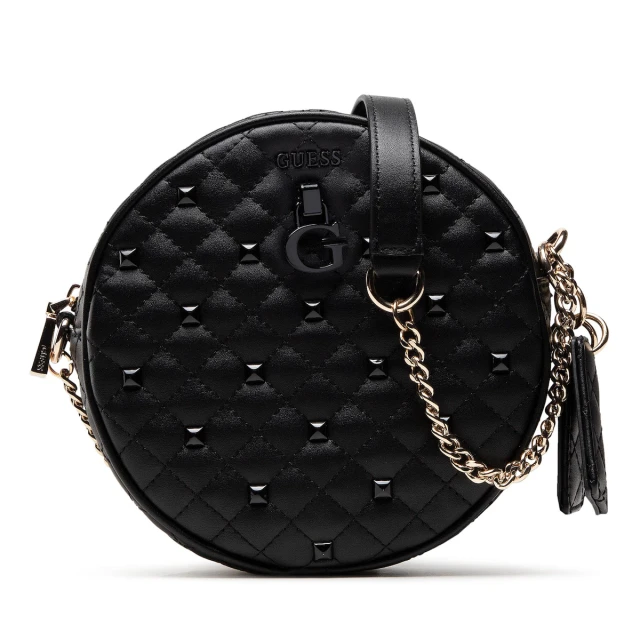 Guess Rue Rose Circle Crossbody Γυναικεια Τσαντα Μαυρη