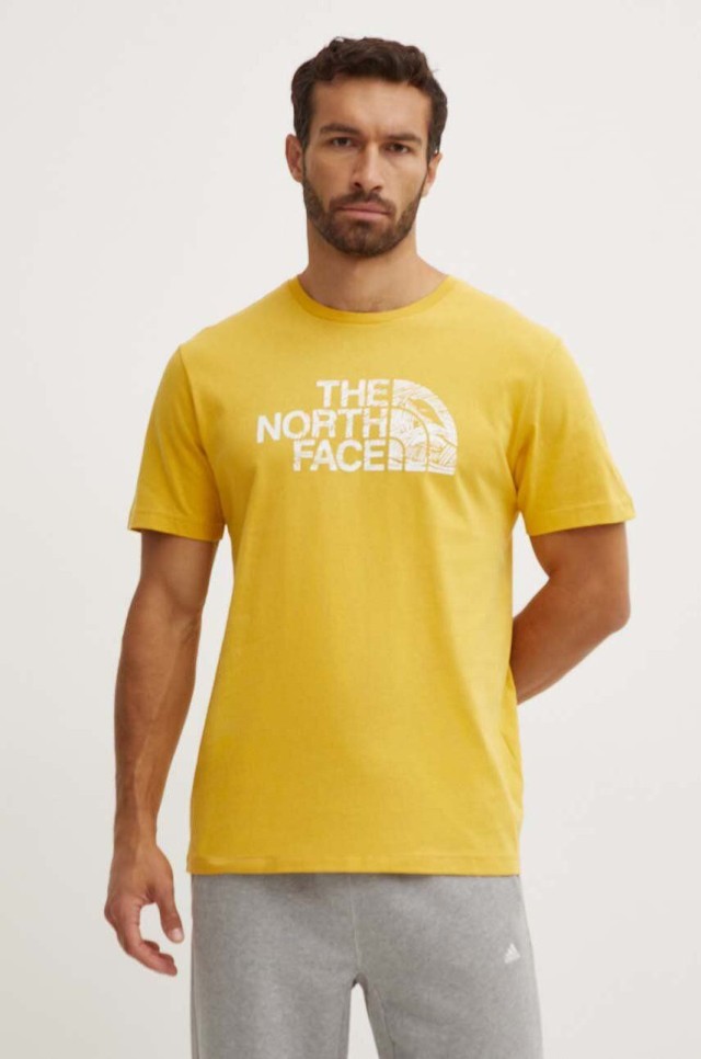 The North Face M S/S WOODCUT DOME TEE YELLOW SIL Ανδρικη Μπλουζα Κιτρινο