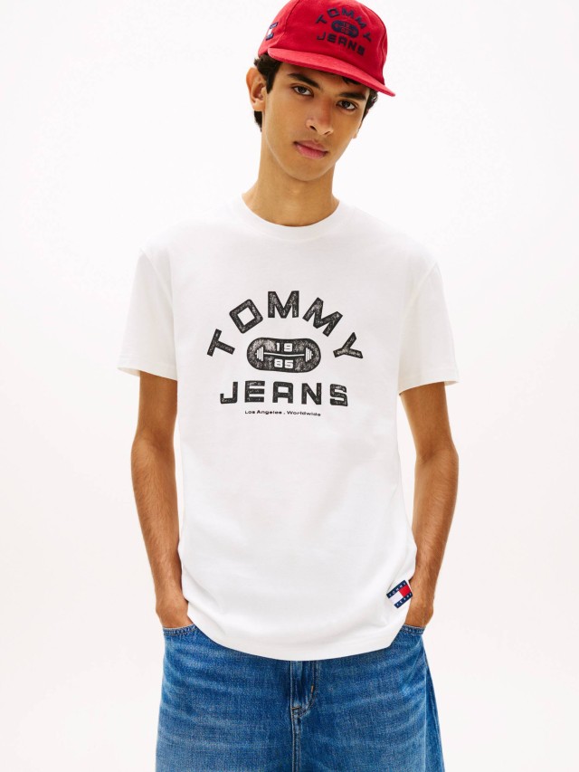 Tommy Hilfiger Tjm Reg Tj Gym Ss Tee Ext Ανδρική Μπλούζα Εκρού
