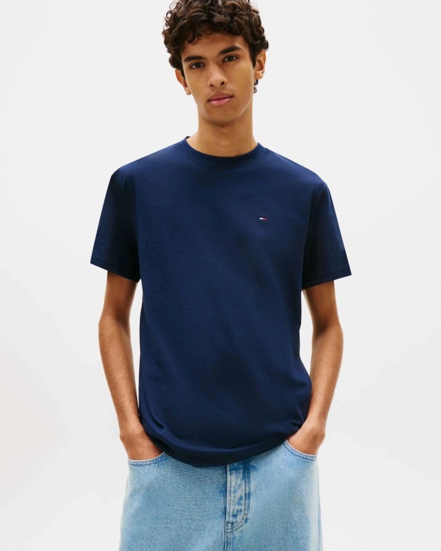 Tommy Hilfiger Tjm Reg Sflag Ss Tee Ext Ανδρική Μπλούζα Μπλε