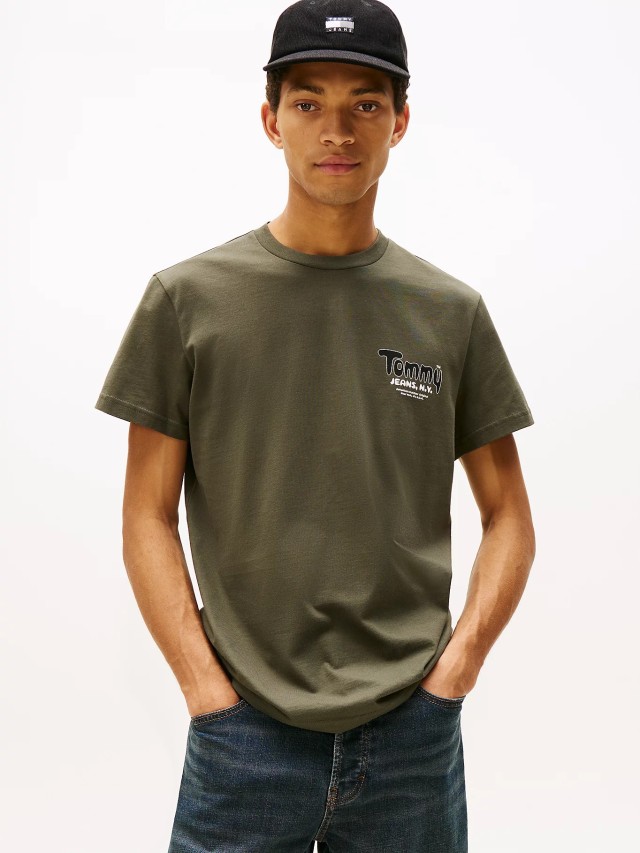 Tommy Hilfiger Tjm Slim Font Play Tee Ανδρική Μπλούζα Πράσινη