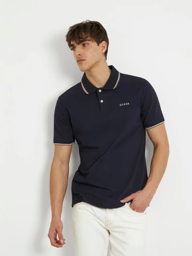Guess Lyle Ss Polo Ανδρική Μπλούζα Polo Μπλε