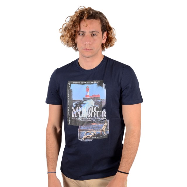 Tom Tailor 2Nd 102 T-Shirt With Harbour Prin Μπλουζα Ανδρικη Μπλε