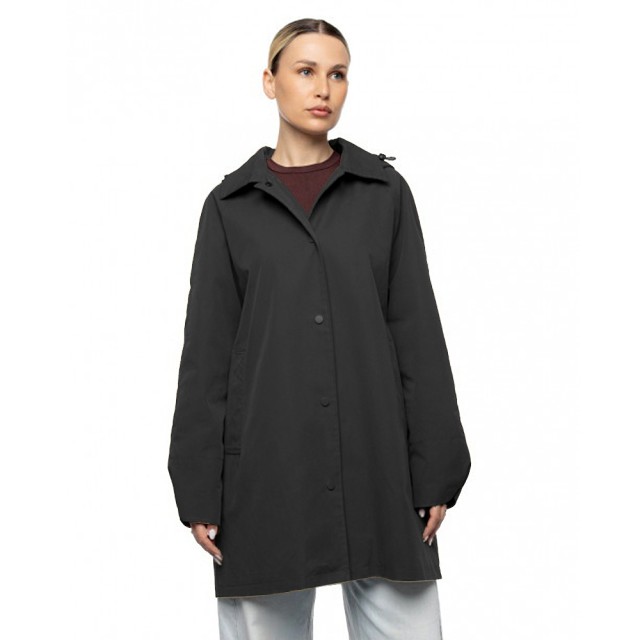 Biston Γυναικεια Καπαρντινα Με Αποσπωμενη Κουκουλα Μαυρο