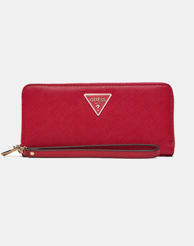 Guess Laurel Slg Large Zip Around Γυναικείο Πορτοφόλι Κόκκινο
