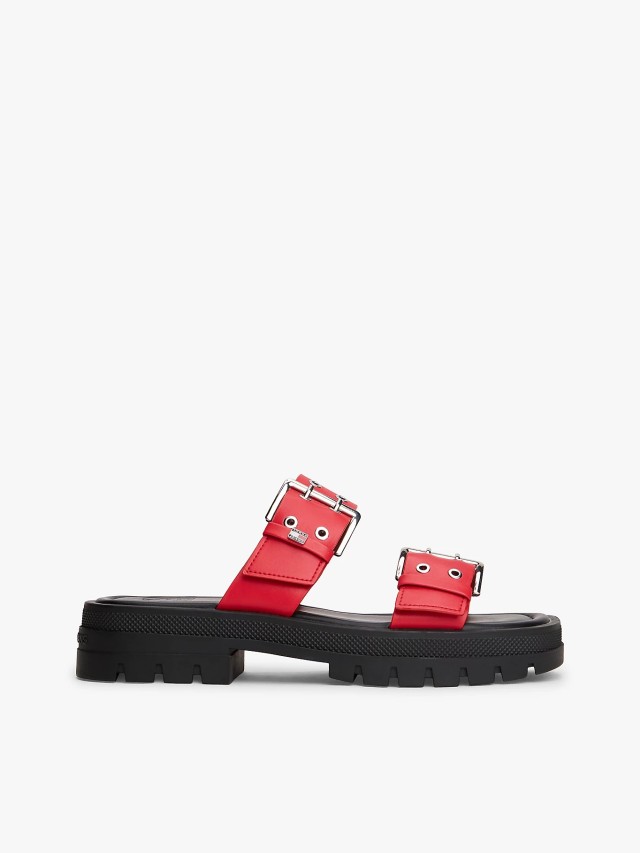 Tommy Hilfiger Tjw Buckle Straps Sandal Γυναικεία Σανδάλια Κόκκινα