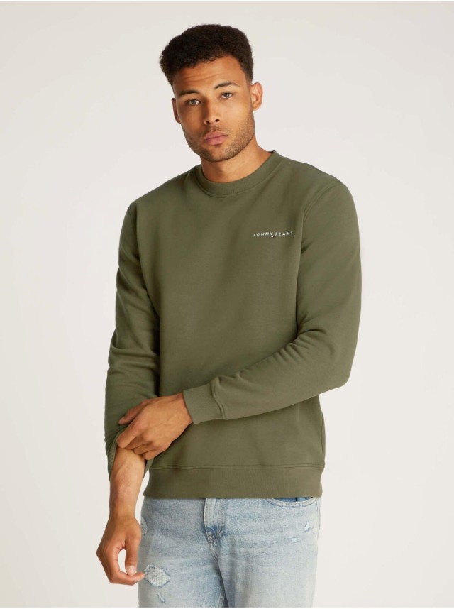 Tommy Hilfiger Tjm Reg Linear Crew Ext Ανδρικό Φούτερ Πράσινο