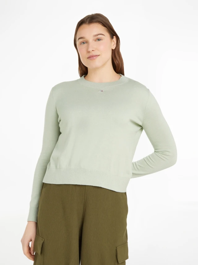Tommy Hilfiger TJW ESSENTIAL CREW NECK SWEATER Γυναικείο Πλεκτό Γκρι
