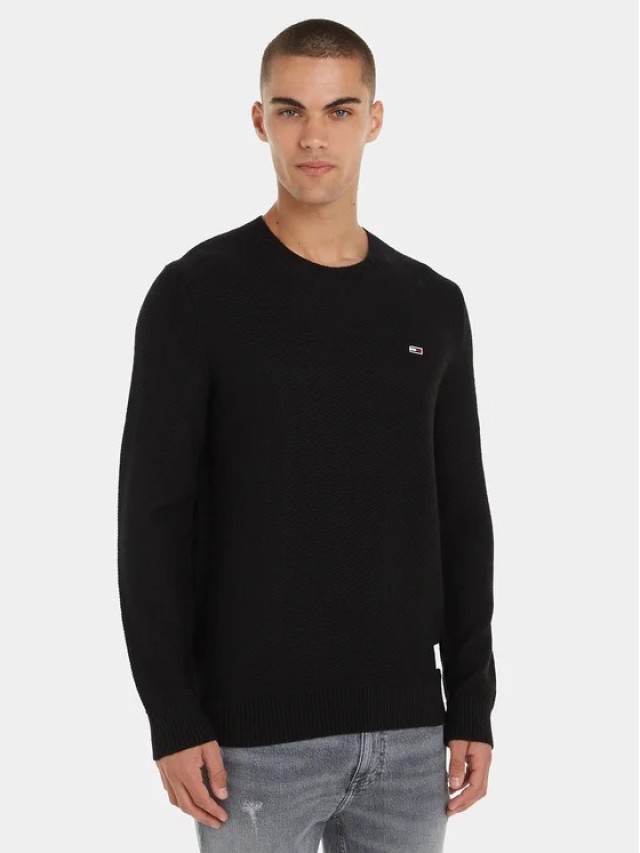 Tommy Hilfiger Tjm Regular Structured Sweater Ανδρικο Πλεκτο Μαυρο
