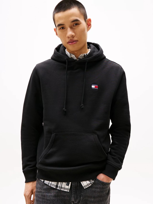 Tommy Hilfiger Tjm Reg Badge Hoodie Ext Ανδρικό Φούτερ Μαύρο