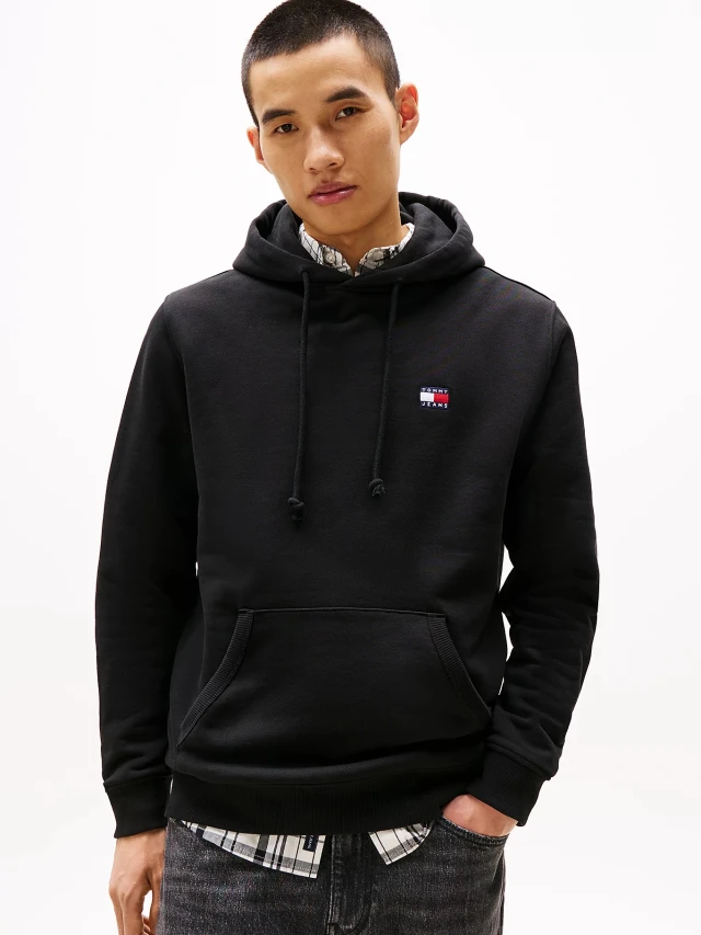 Tommy Hilfiger Tjm Reg Badge Hoodie Ext Ανδρικό Φούτερ Μαύρο