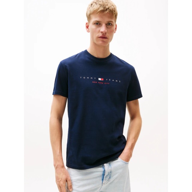 Tommy Hilfiger Tjm Reg Flag Linear Ss Tee Ext Ανδρική Μπλούζα Μπλε