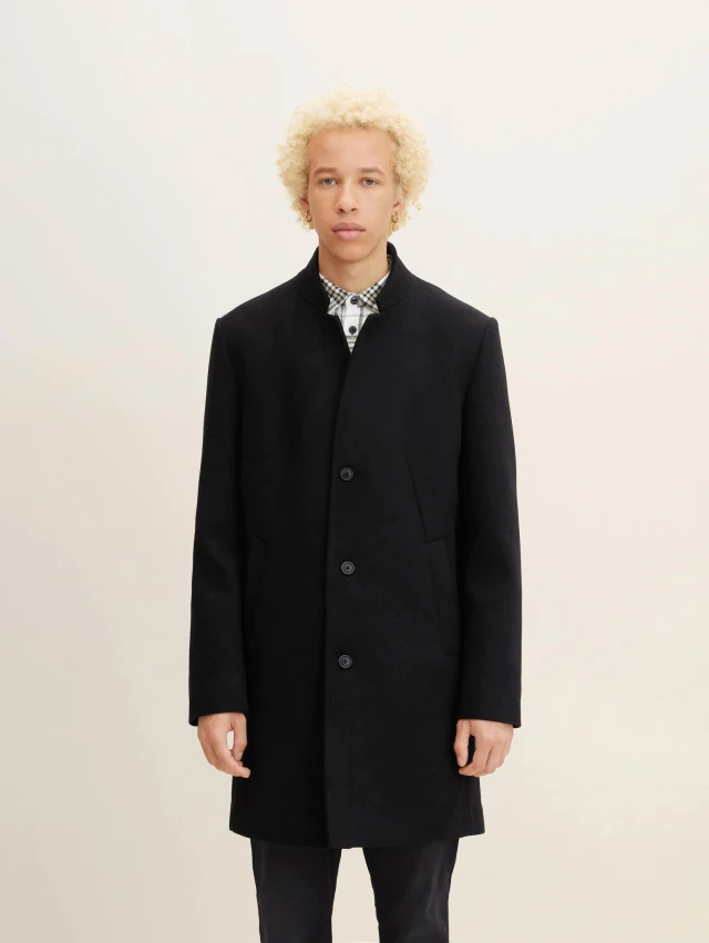 Tom Tailor Wool Co Ανδρικο Παλτο Μαυρο