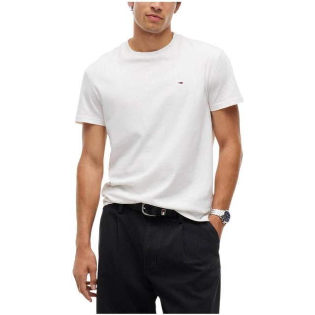Tommy Hilfiger Tjm Reg Sflag Ss Tee Ext Ανδρική Μπλούζα Λευκή