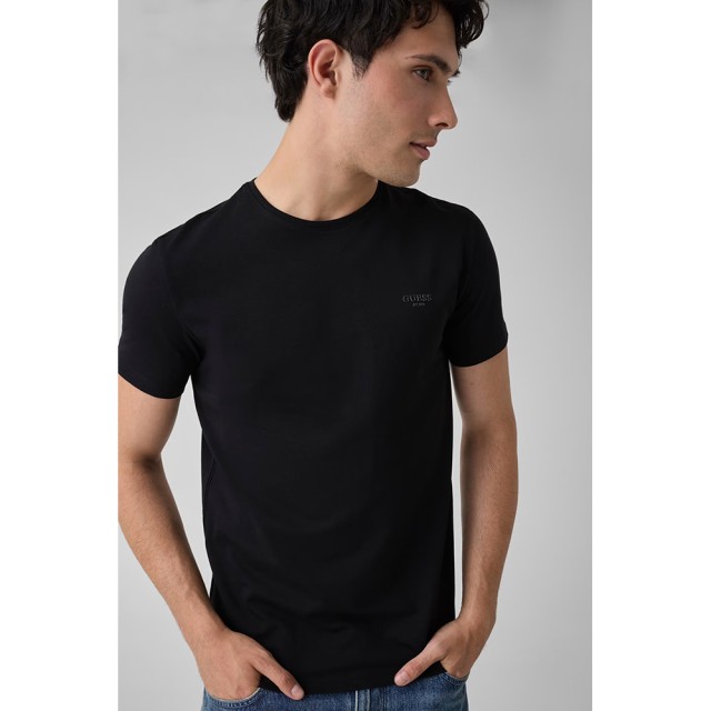 Guess Cn Ss Core Extra Slim Tee Ανδρική Μπλούζα Μαύρη