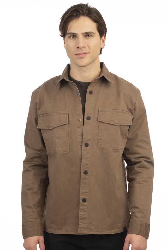 Rebase Ανδρικό Overshirt Πουκάμισο Καφέ