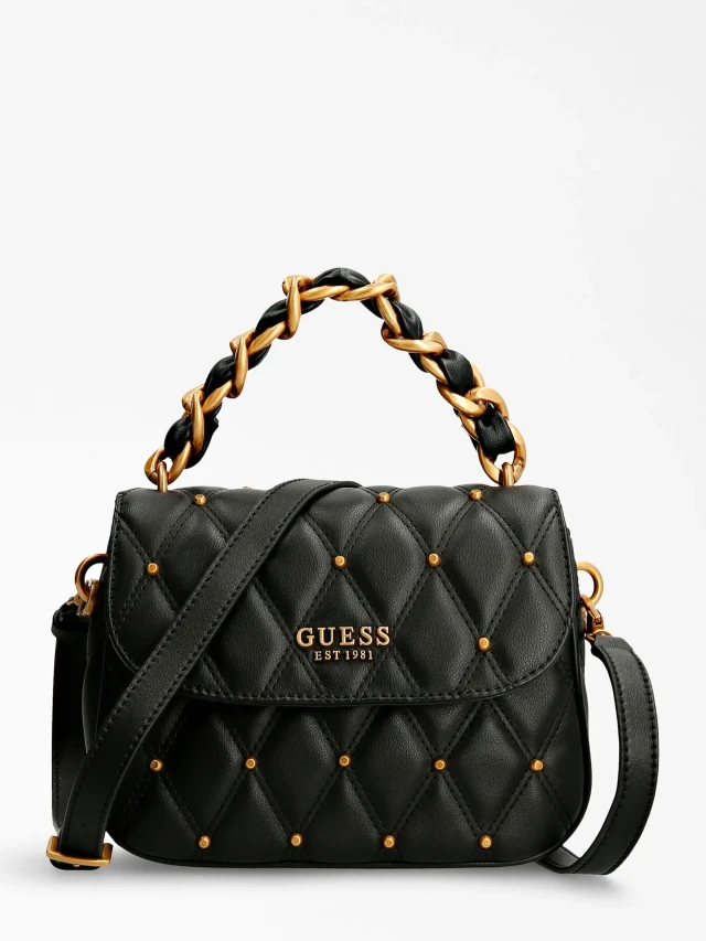 Guess Triana Flap Shoulder Bag Γυναικεια Τσαντα Μαυρη