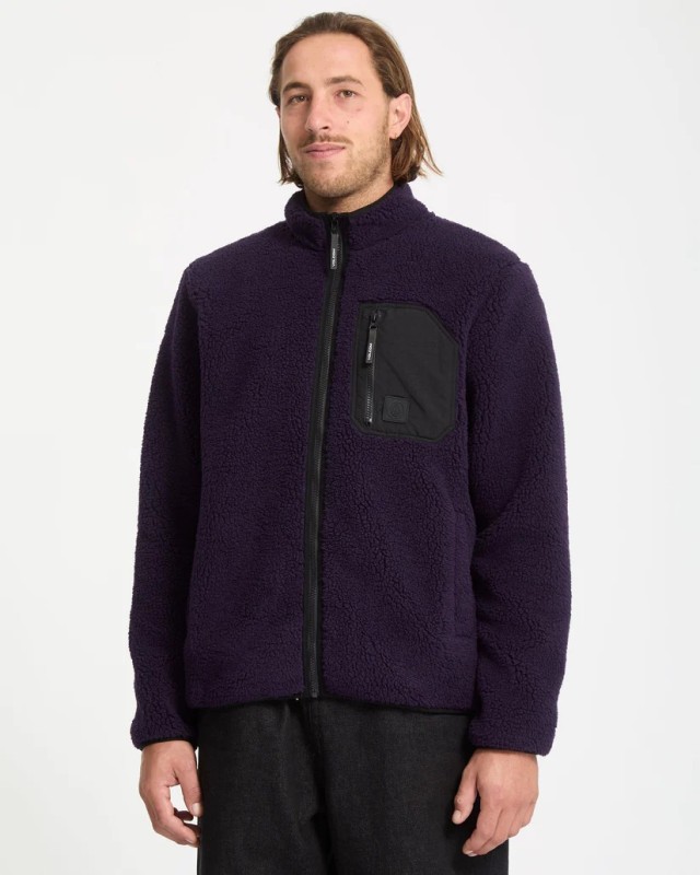 Volcom Muzzer Fuzzar Zip Ανδρική Ζακέτα Fleece Μωβ