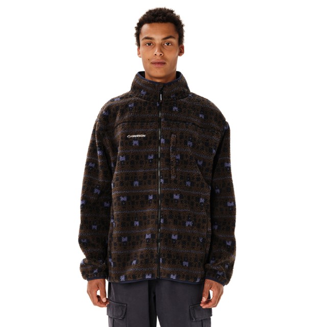 Emerson Mens Full Zip Sherpa Ανδρική Ζακέτα Fleece Καφέ
