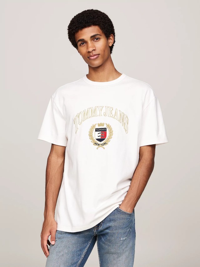 Tommy Hilfiger Tjm Reg Tj Gold Crest Tee Ανδρική Μπλούζα Λευκή