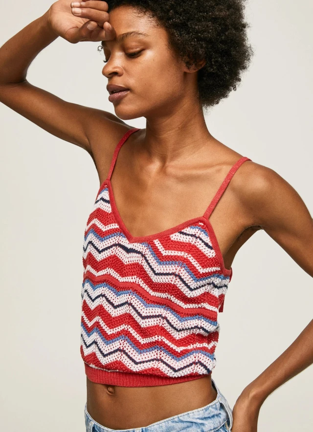 Pepe Jeans Frida Top Γυναικείο Πλεκτό Τοπ Κόκκινο