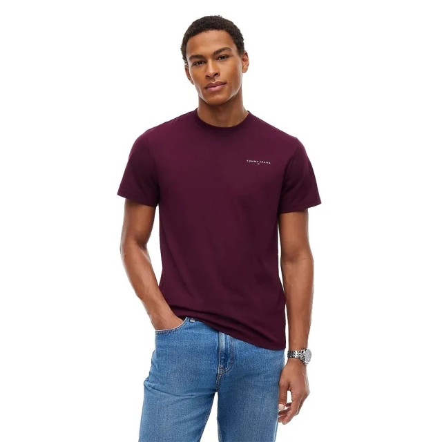 Tommy Hilfiger Tjm Slim Linear Chest Tee Ext Ανδρικη Μπλουζα Σκουρο Μωβ