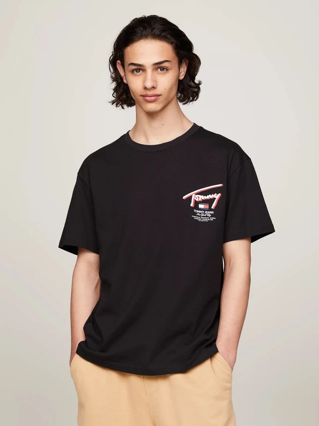Tommy Hilfiger Tjm Reg 3d Street Signtr Tee Ext Ανδρική Μπλούζα Μαύρη