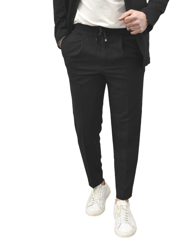 MarkUp Pant.Wide Leg Capri Full Elastic Ανδρικό Παντελόνι Μαυρο