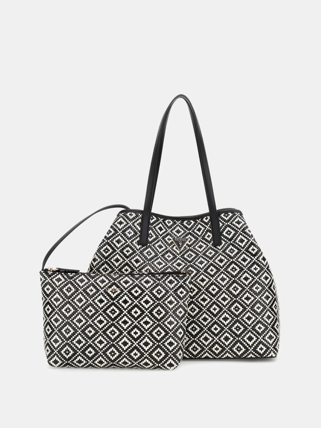 Guess Vikky Ii Large Tote Γυναικεία Τσάντα Μαύρη