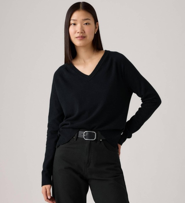 Levis Tara Super Soft Vneck Pullover Blacks Γυναικεία Πλεκτό Μαύρο