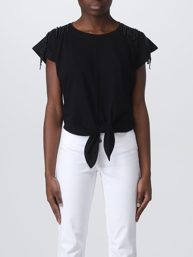 Liu Jo White Wa3j51 T-Shirt Moda M/C Γυναικεία Μπλούζα Μαύρη