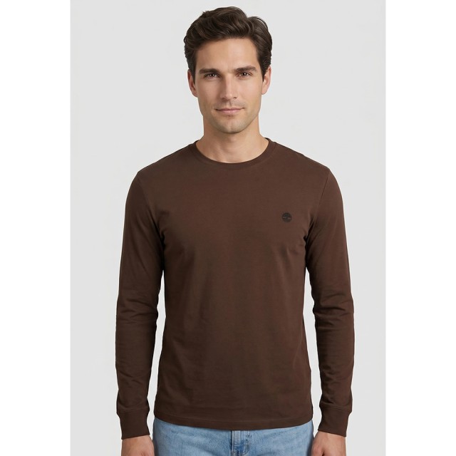 Timberland Dunstan River Tree Embroidered Ls Tee Chicory Coffee Ανδρική Μπλούζα Καφέ
