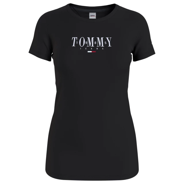 Tommy Hilfiger Tjw Skinny Essential Logo 1 Ss Γυναικεια Μπλουζα Μαυρη